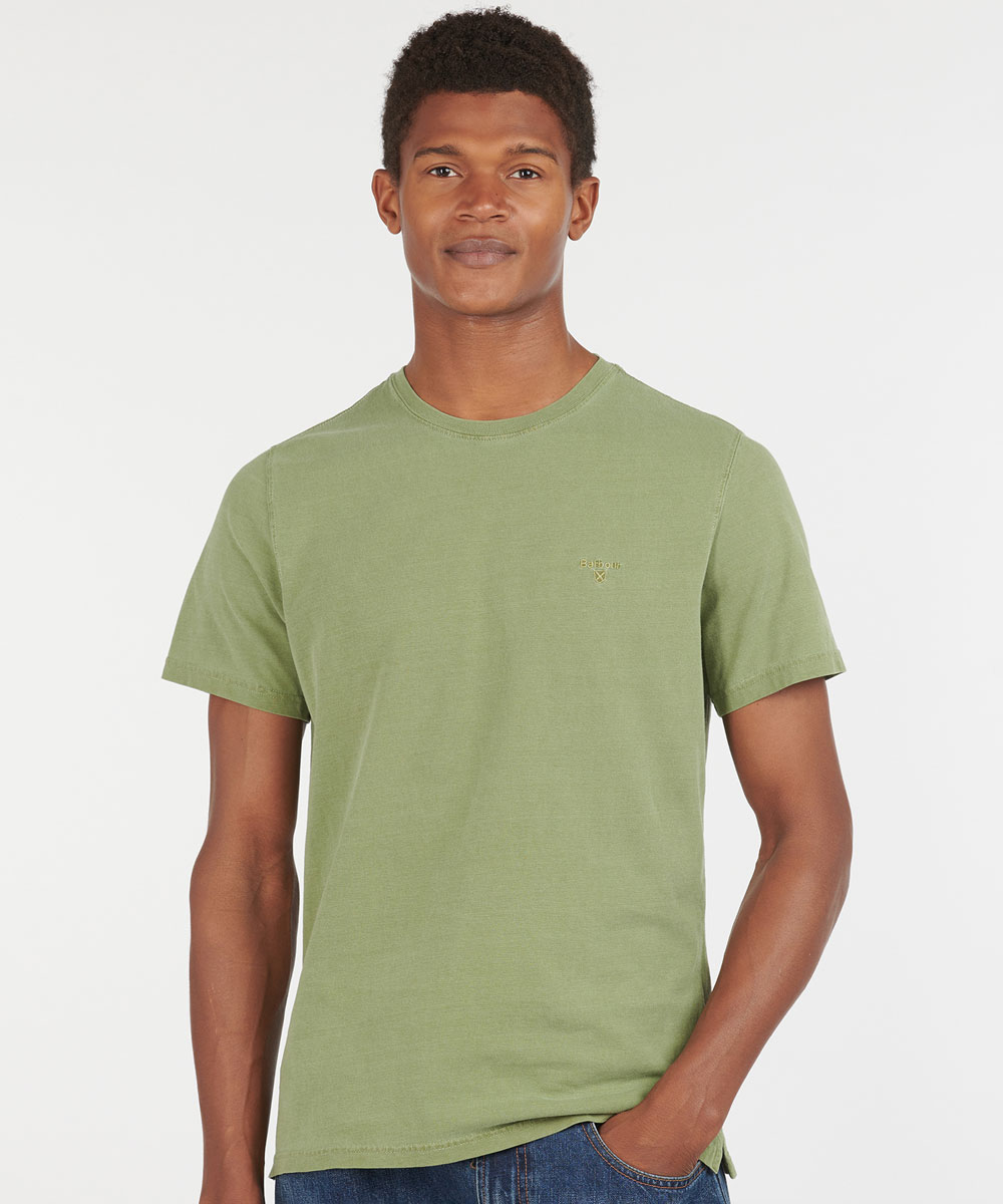 Barbour Garment Dyed Tee: Green - Aston Bourne