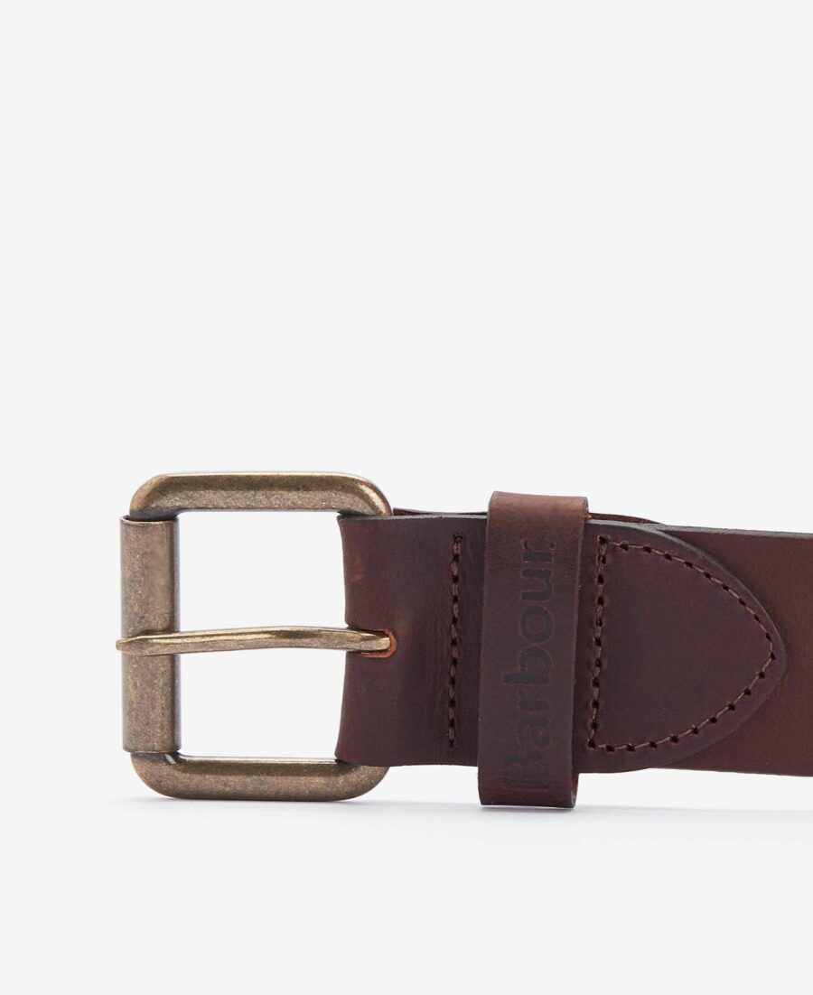 Barbour Matt Leather Belt-Brown