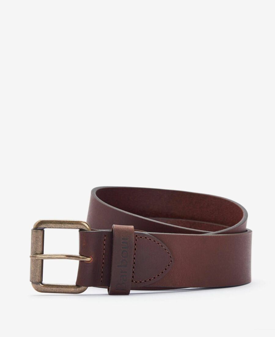 Barbour Matt Leather Belt-Brown