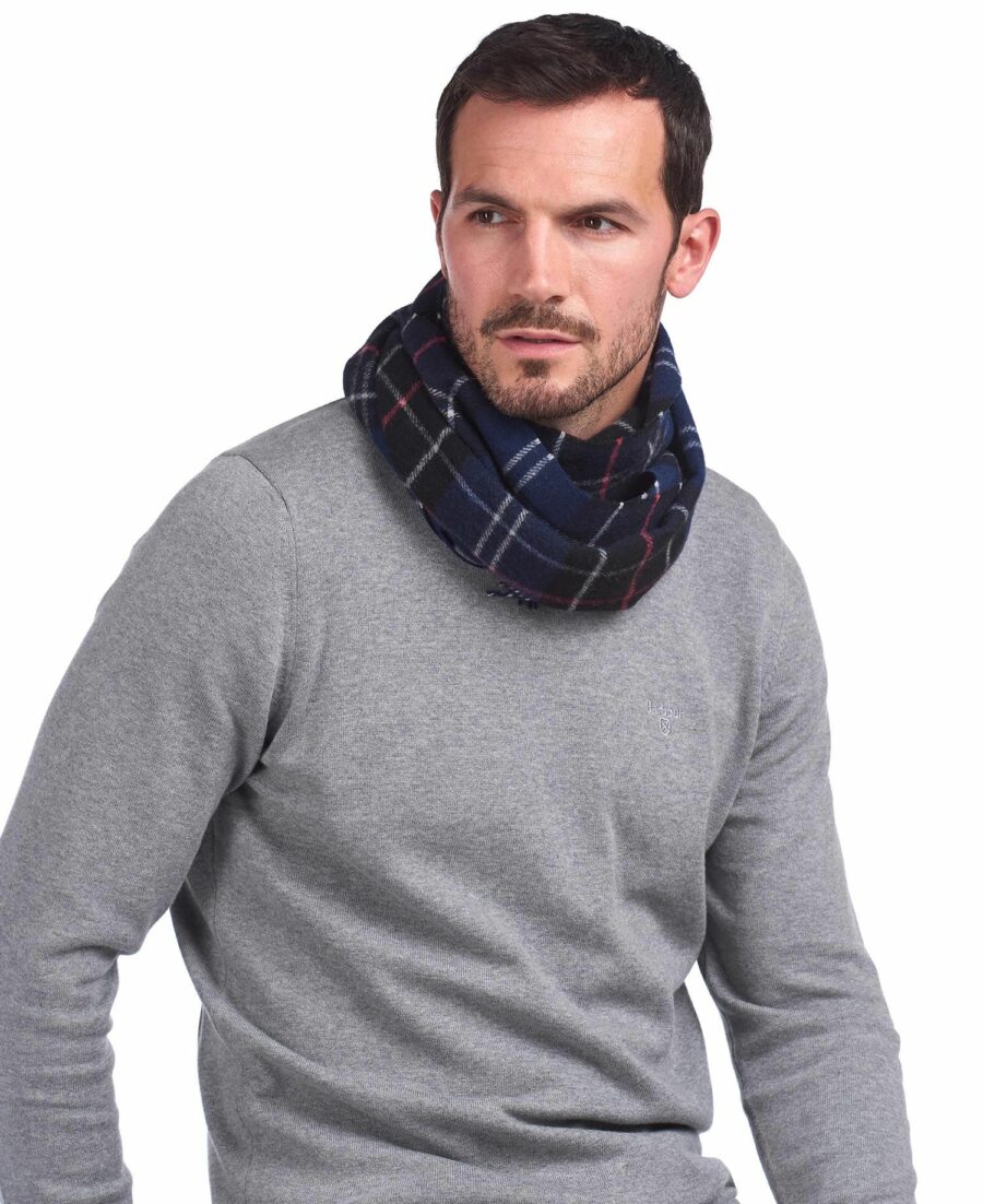 Barbour Tartan Lambswool Scarf- Navy/Red