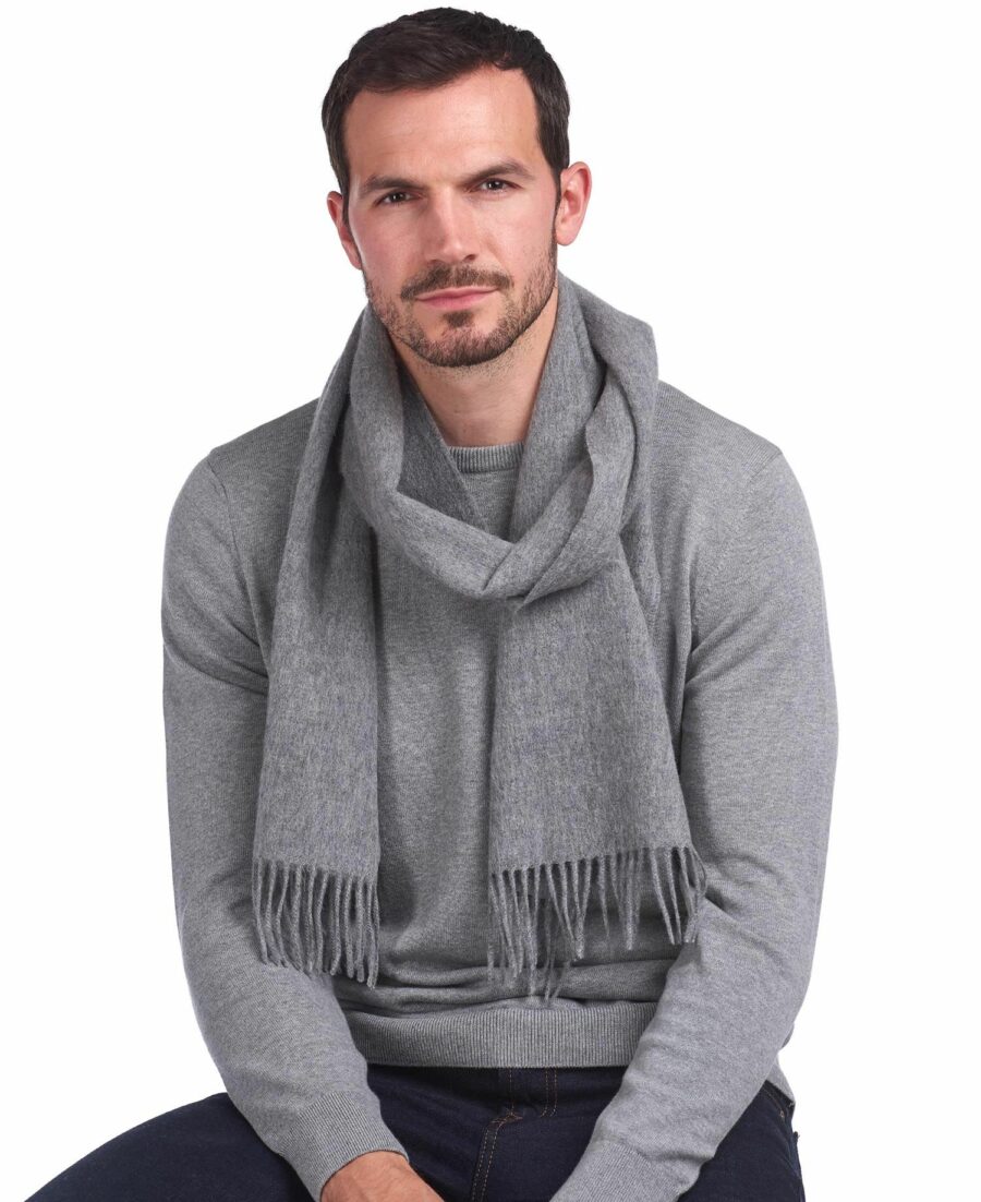 Barbour Plain Lambswool Scarf- Lt Grey Marl