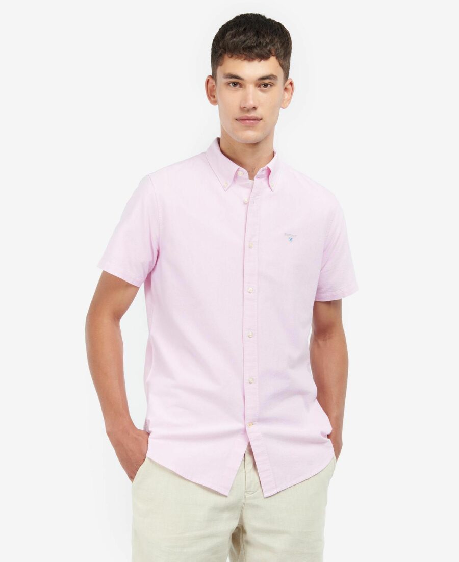 Men's Barbour Oxtown Short Sleeve Tailored Shirt-Pink