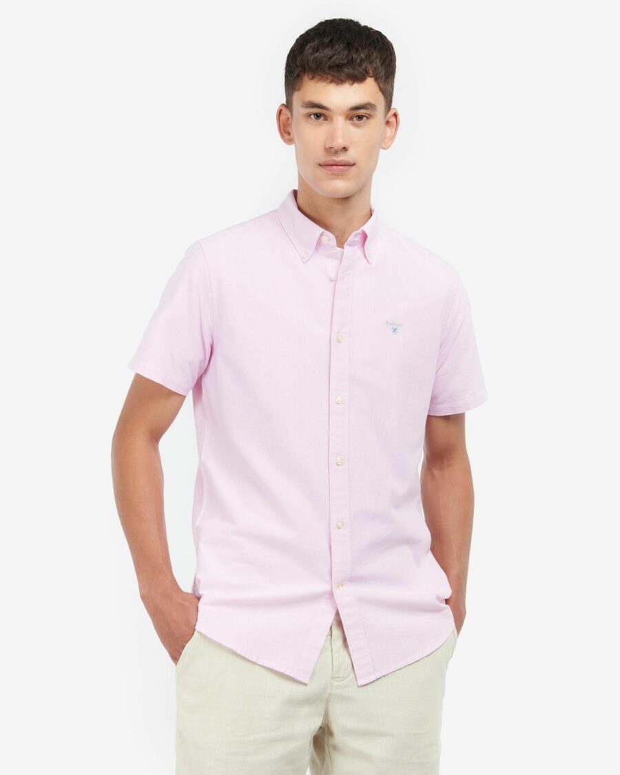 Men's Barbour Oxtown Short Sleeve Tailored Shirt-Pink