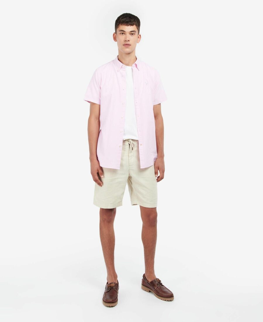 Men's Barbour Oxtown Short Sleeve Tailored Shirt-Pink