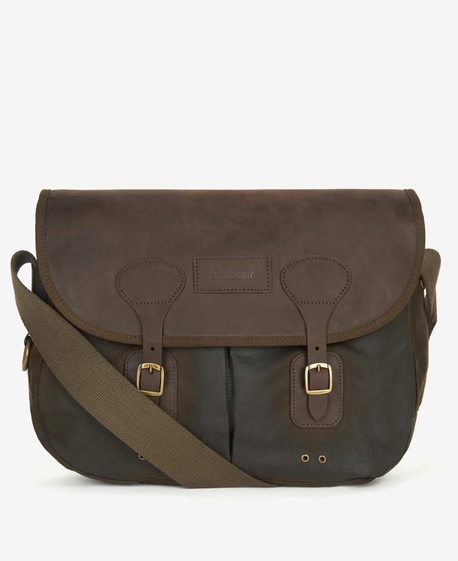 Barbour Wax Leather Tarras Bag-Olive