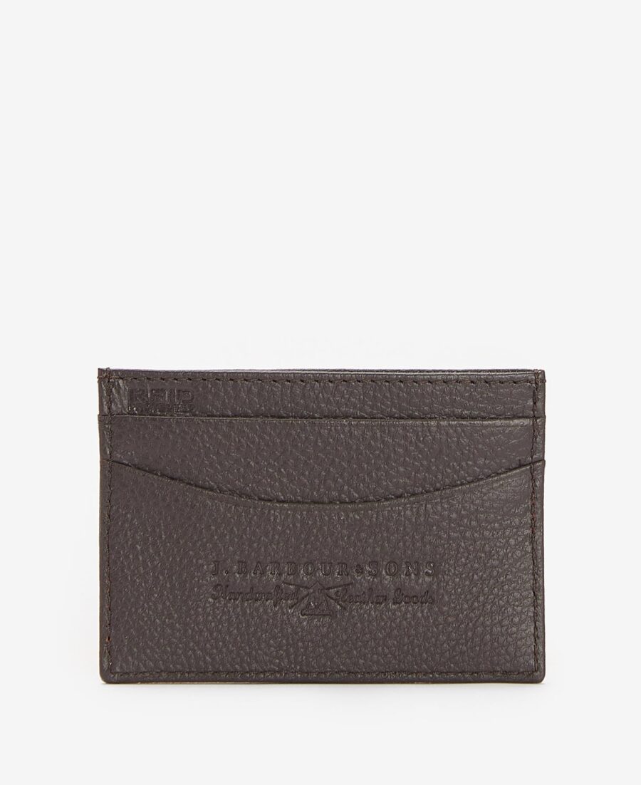 Barbour Amble Leather Card Holder-Dark Brown