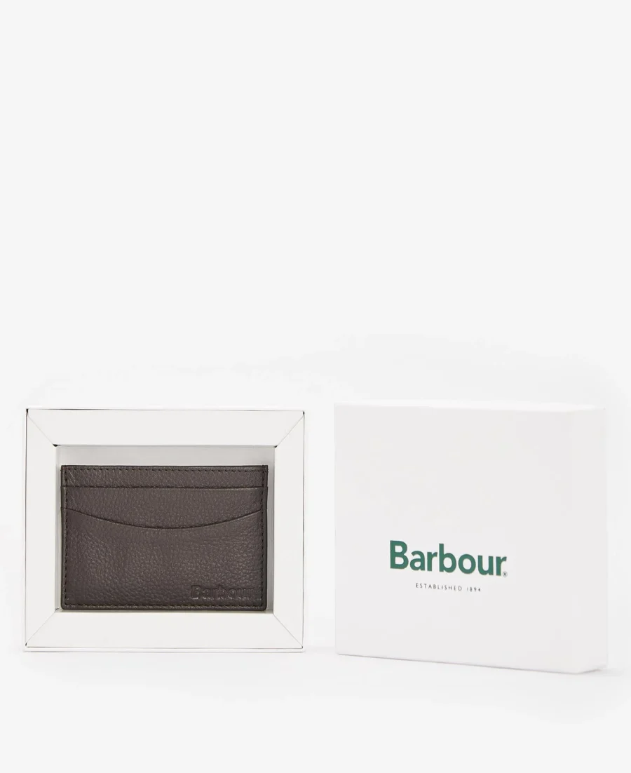 Barbour Amble Leather Card Holder-Dark Brown