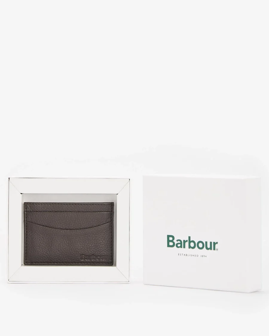 Barbour Amble Leather Card Holder-Dark Brown