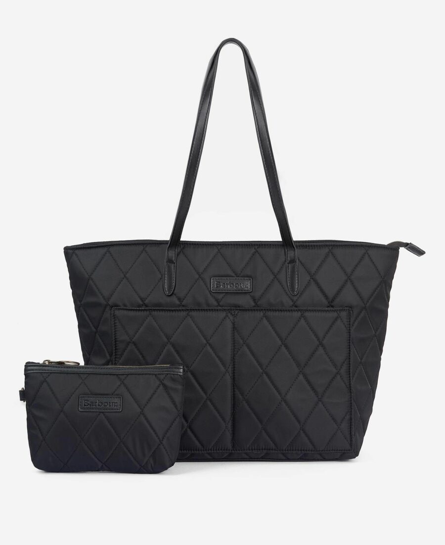 WOMEN'S BARBOUR QUILTED TOTE BAG-BLACK