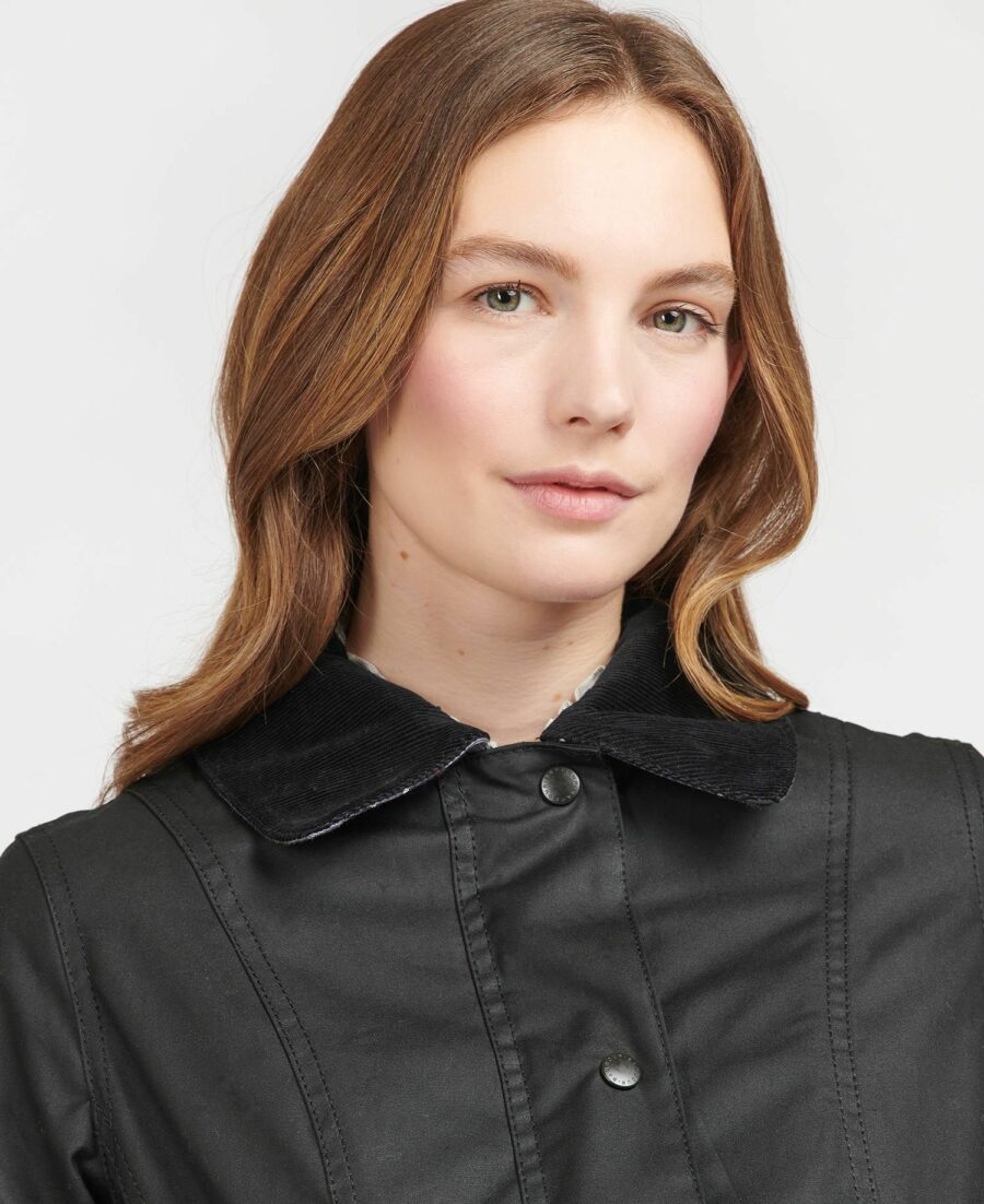 Barbour Belsay Waxed Jacket-Black