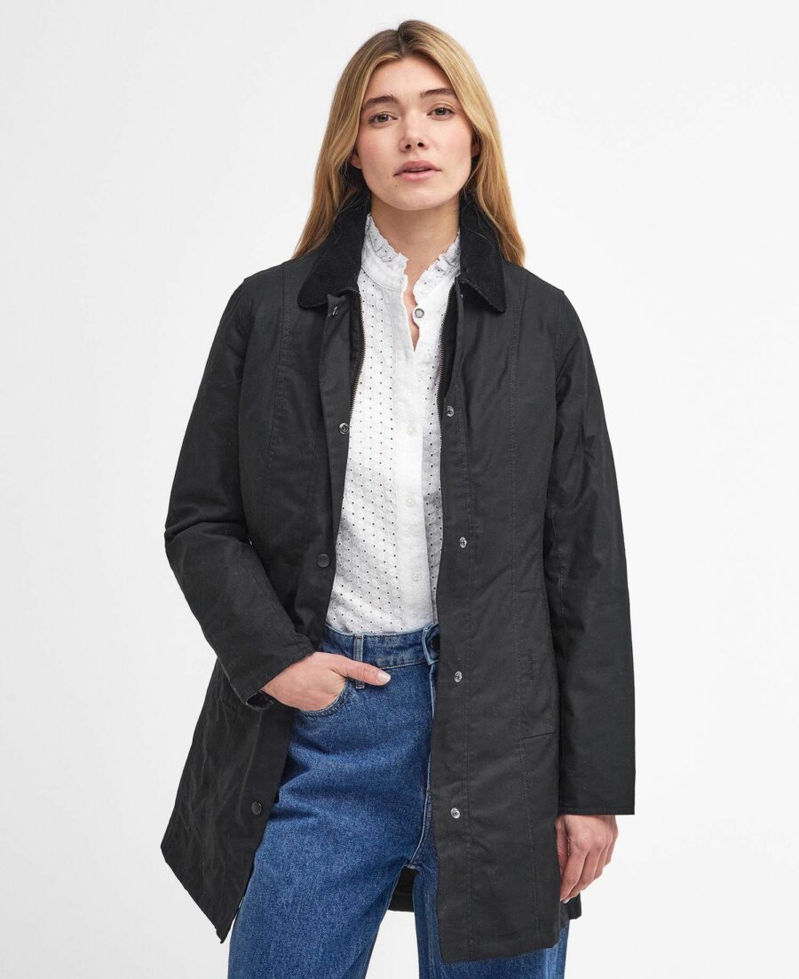 Barbour Belsay Waxed Jacket-Black