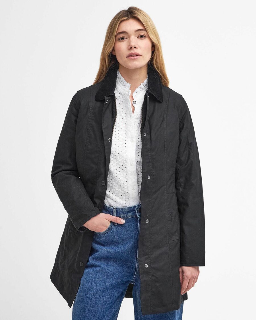 Barbour Belsay Waxed Jacket-Black