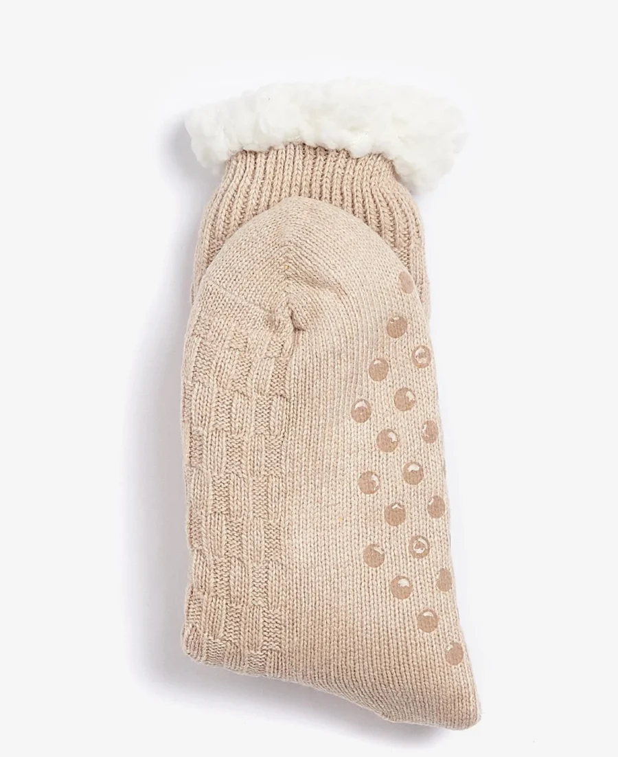 Barbour Cable Knit Lounge Socks- Oatmeal