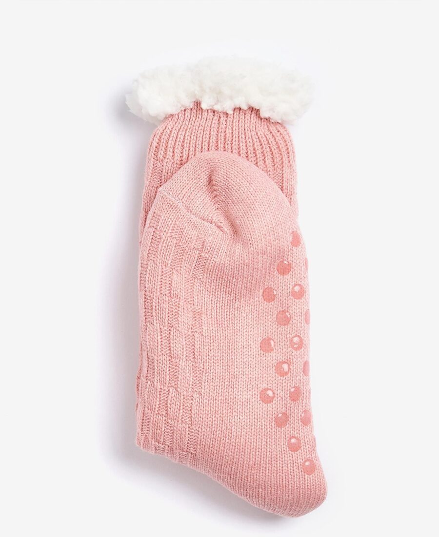 Barbour Cable Knit Lounge Socks- Dusty Pink