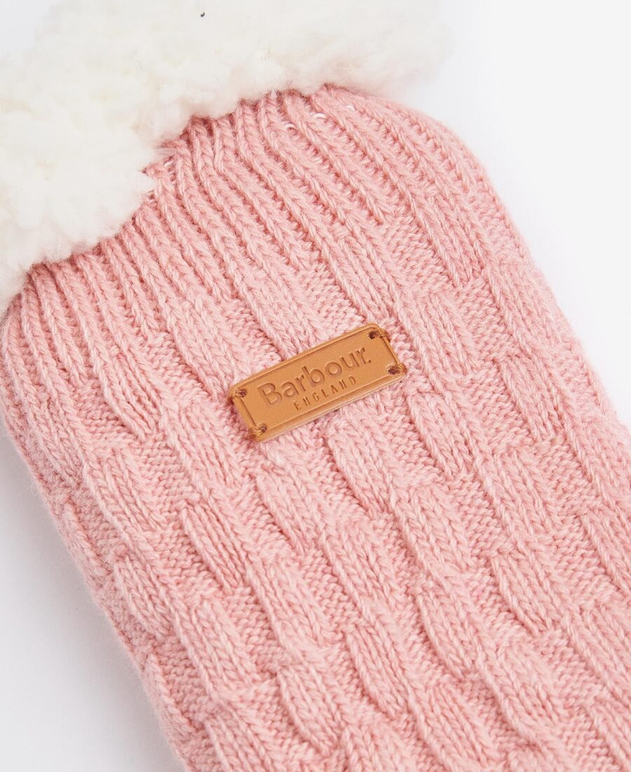 Barbour Cable Knit Lounge Socks- Dusty Pink