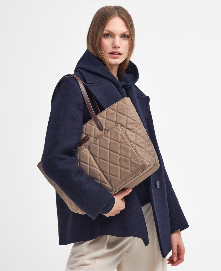 Barbour Quilted Tote Bag-Sand Dune