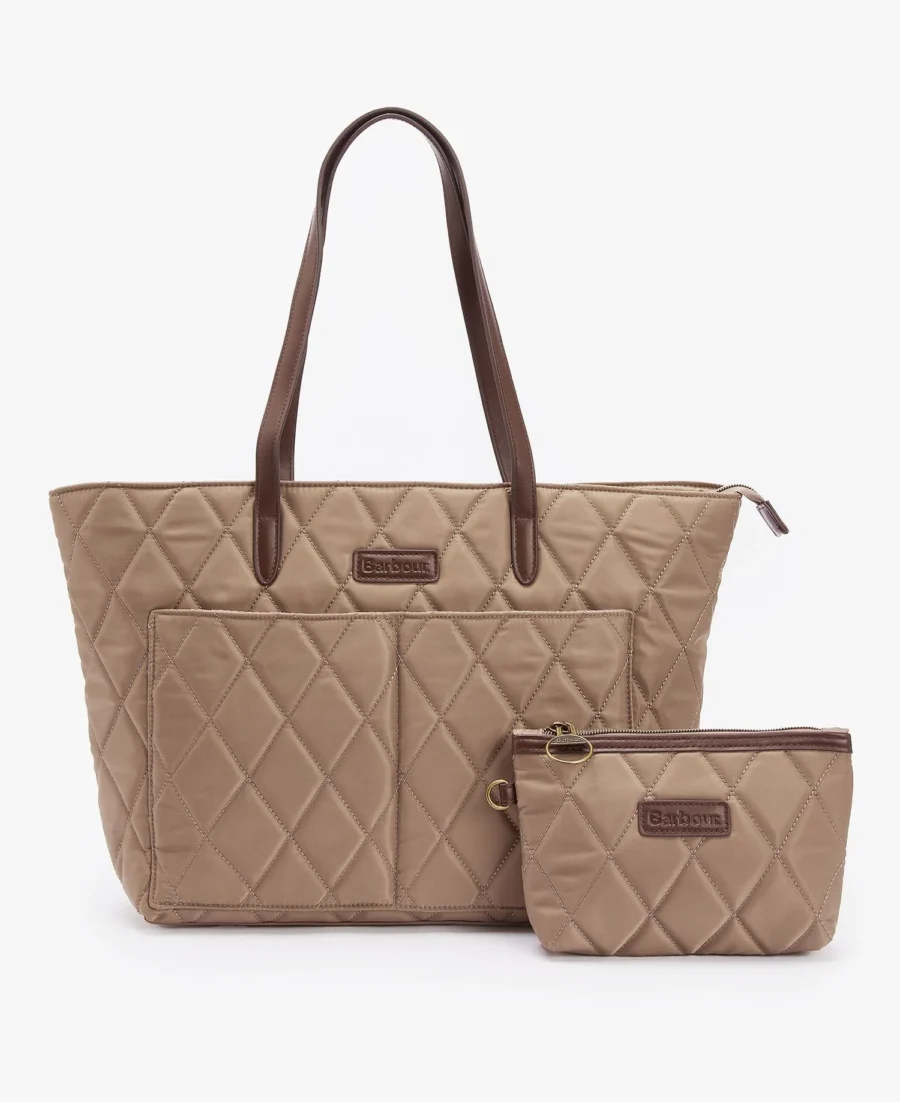 Barbour Quilted Tote Bag-Sand Dune