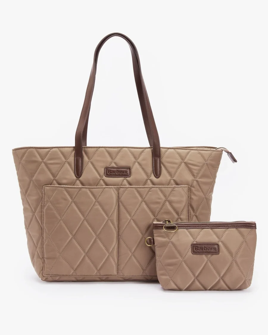 Barbour Quilted Tote Bag-Sand Dune