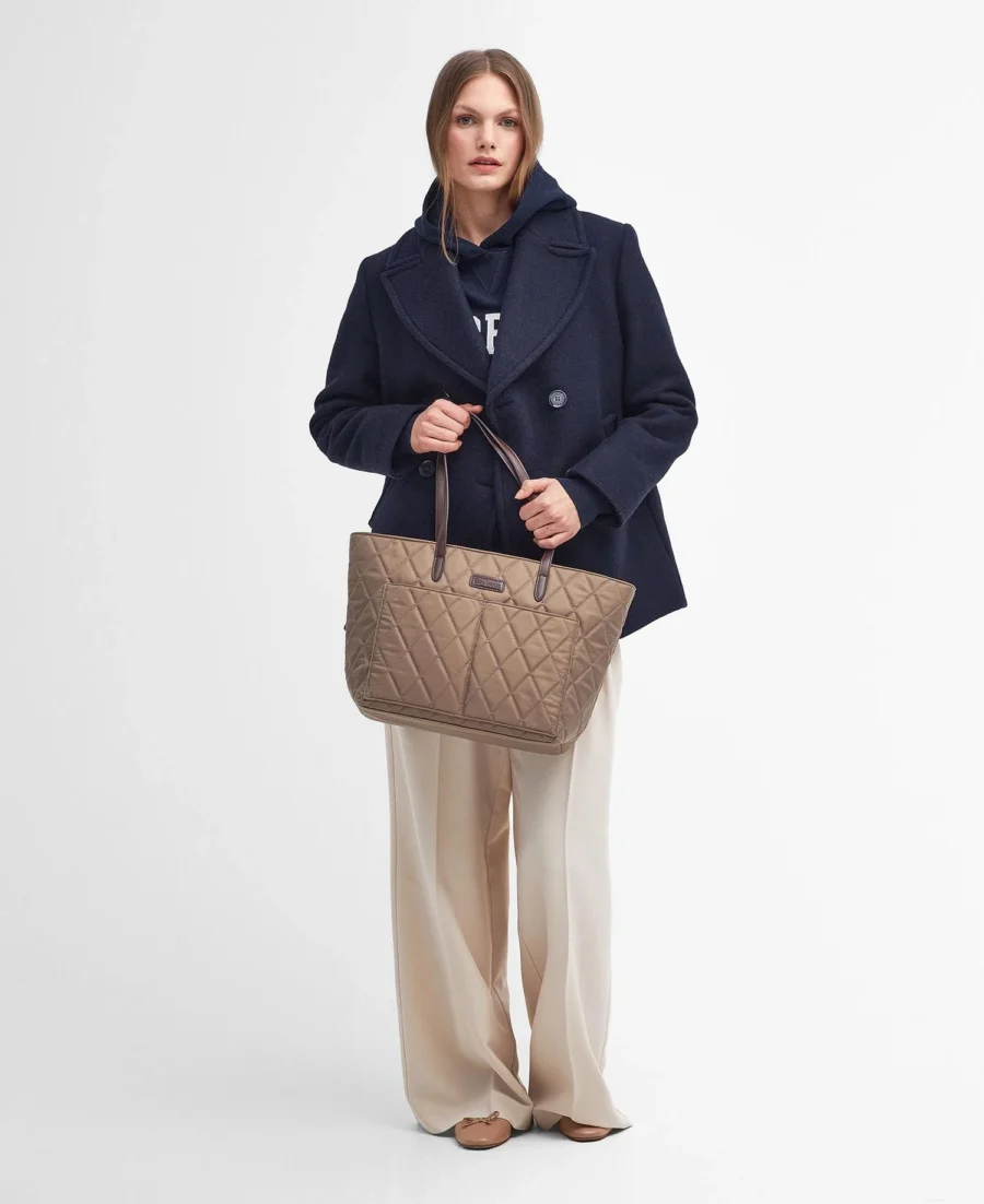 Barbour Quilted Tote Bag-Sand Dune