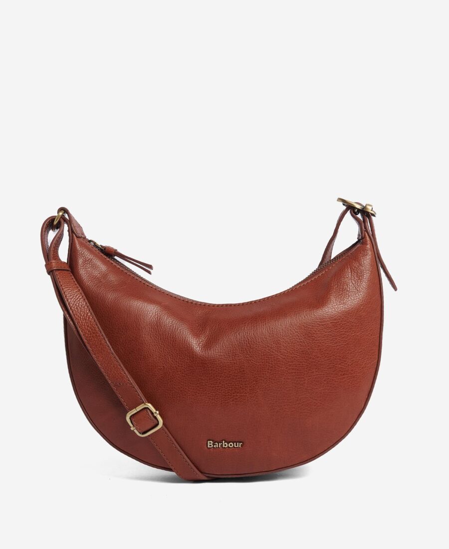 Barbour Laire Leather Half-Moon Bag- Classic Brown