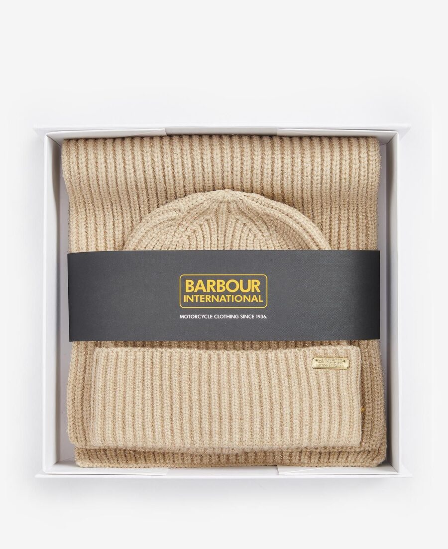 B.Intl Estoril Beanie & Scarf Gift Set- Stone