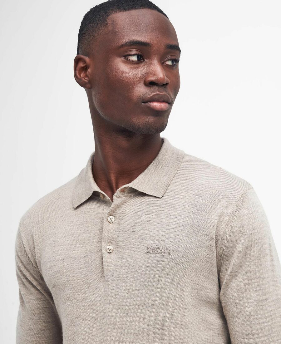 B.Intl Merlin Merino Polo Jumper-Brindle