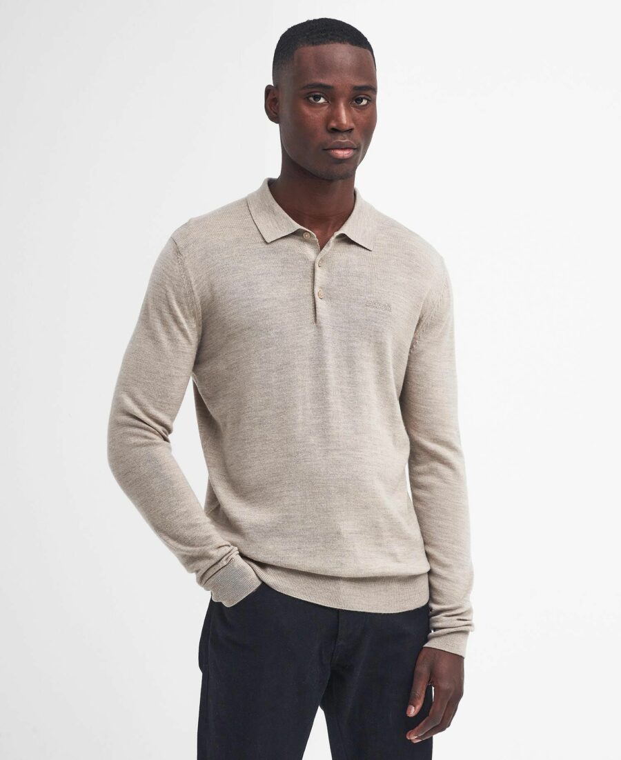 B.Intl Merlin Merino Polo Jumper-Brindle