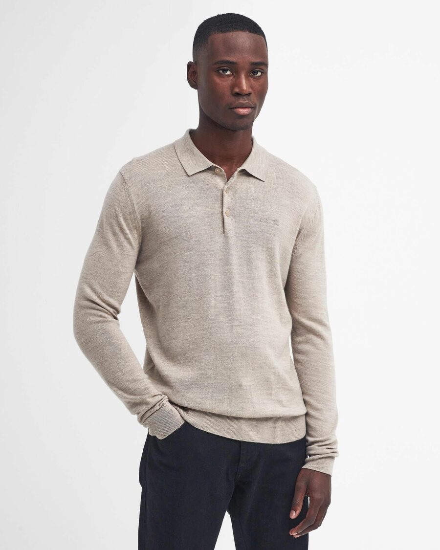 B.Intl Merlin Merino Polo Jumper-Brindle