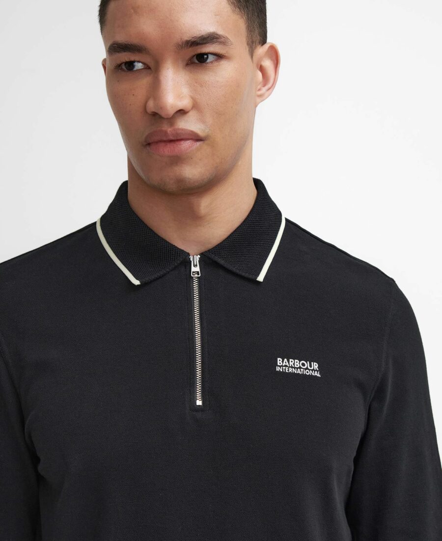 B.Intl Hampstead Long Sleeve Polo Shirt-Black