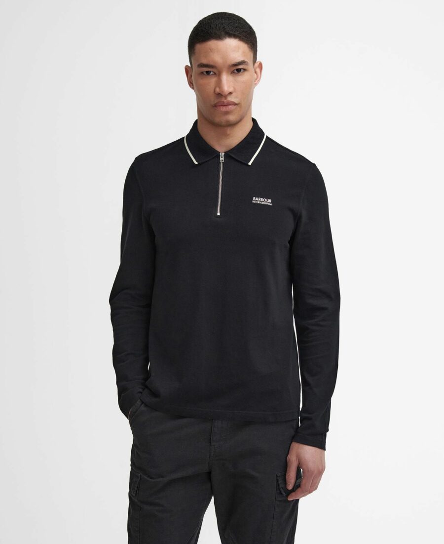 B.Intl Hampstead Long Sleeve Polo Shirt-Black