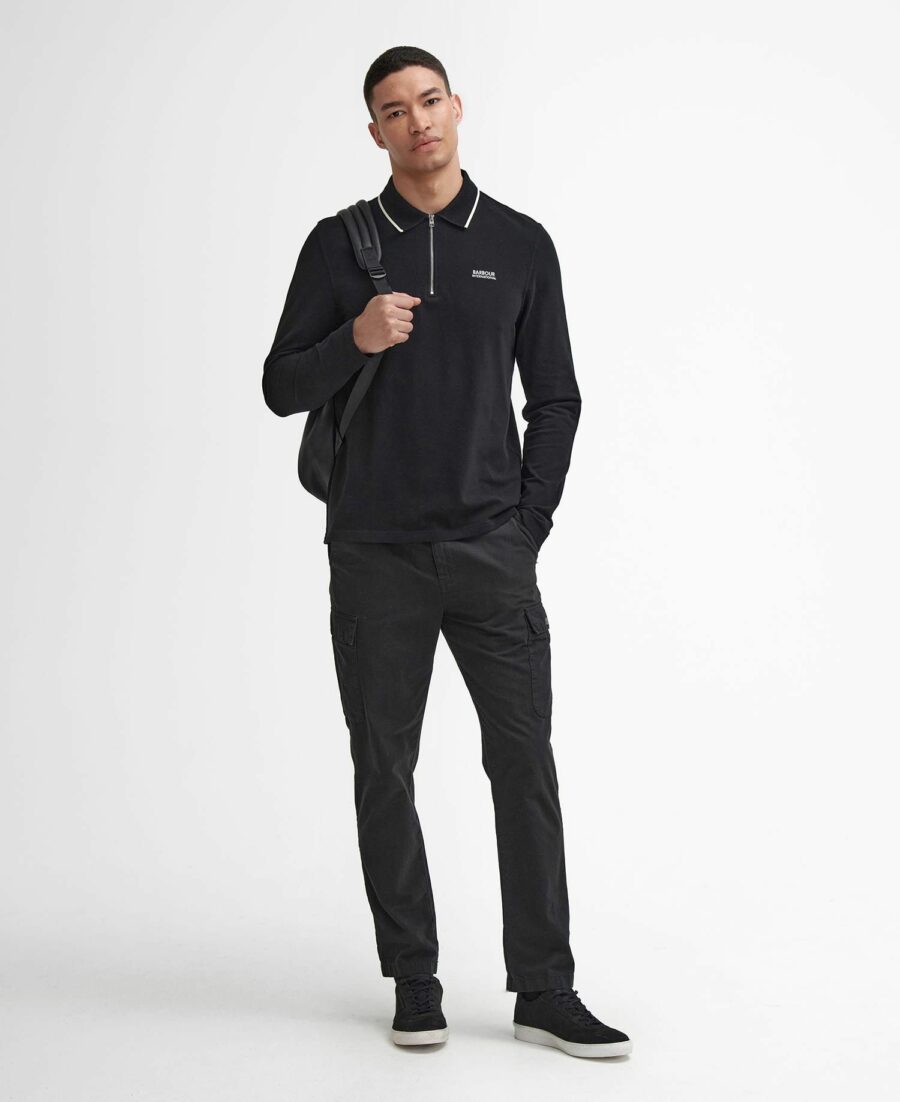 B.Intl Hampstead Long Sleeve Polo Shirt-Black