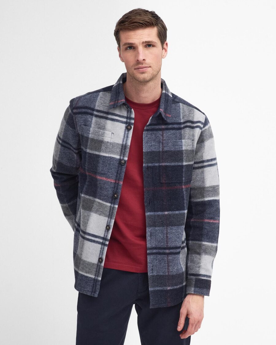 Barbour Chapter Tailored Check Overshirt-Blue Granite