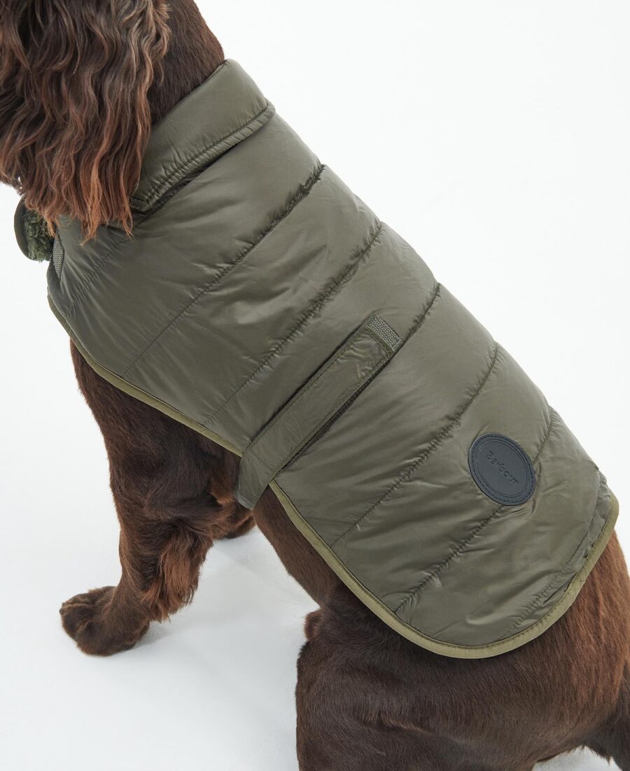 Barbour Baffle Quilted Dog Coat-Olive