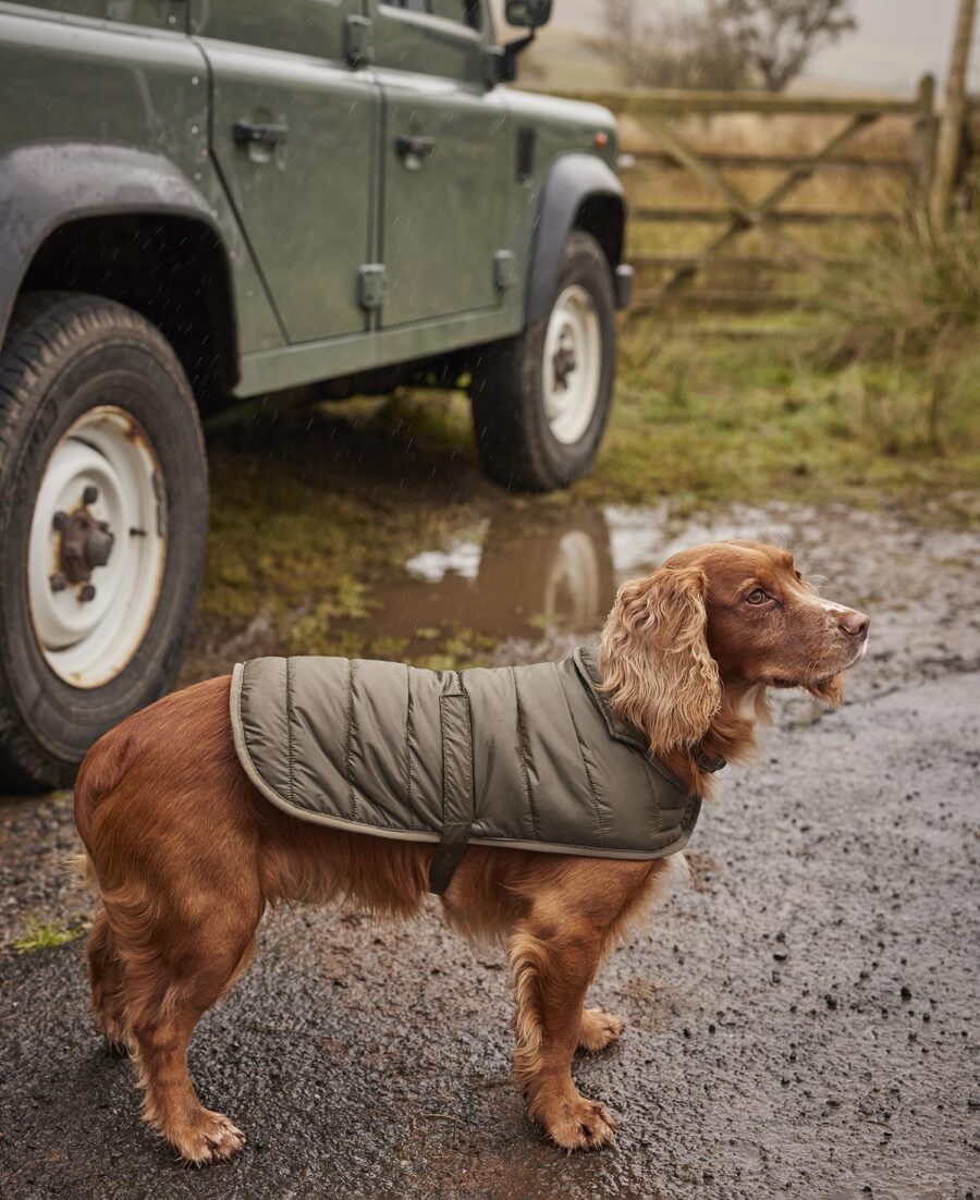 Barbour Baffle Quilted Dog Coat-Olive