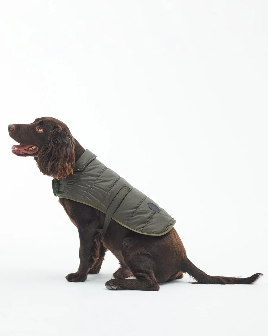 Barbour Baffle Quilted Dog Coat-Olive