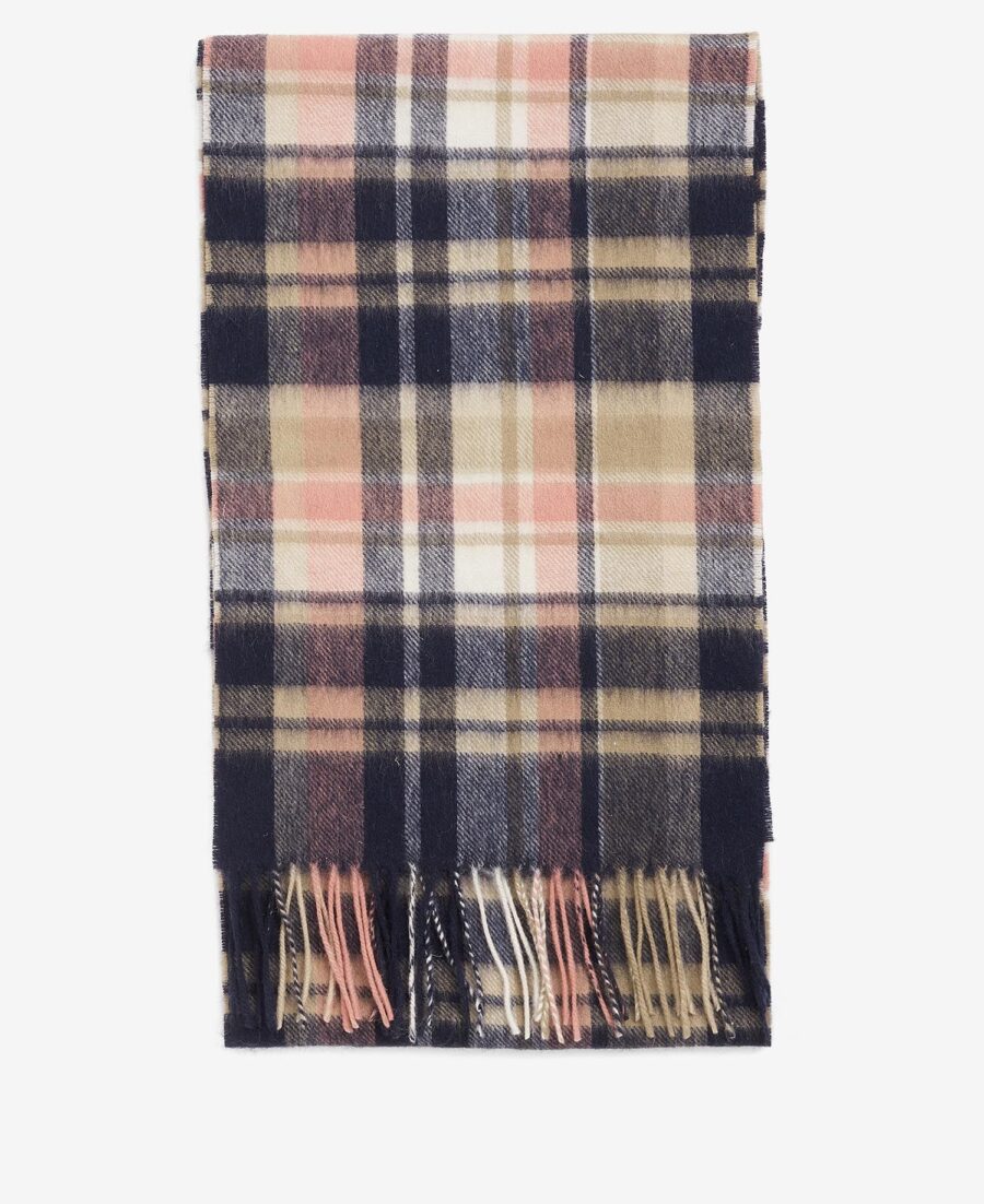 Barbour Vintage Winter Plaid Scarf- Navy/Pink Rust