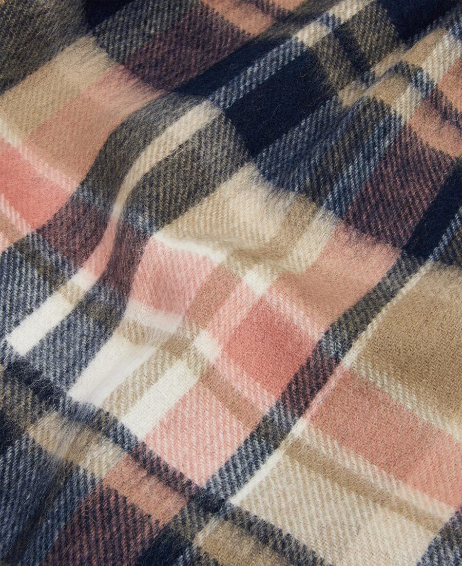 Barbour Vintage Winter Plaid Scarf- Navy/Pink Rust