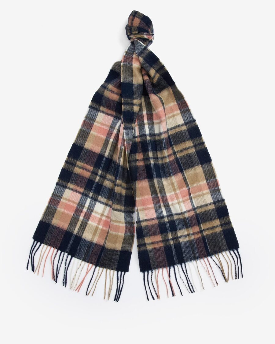 Barbour Vintage Winter Plaid Scarf- Navy/Pink Rust