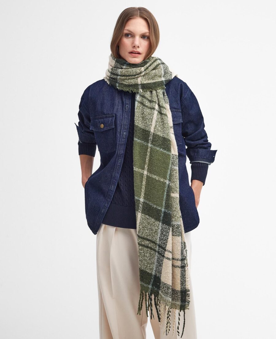 Barbour Tartan Boucle Scarf-Ancient Loden