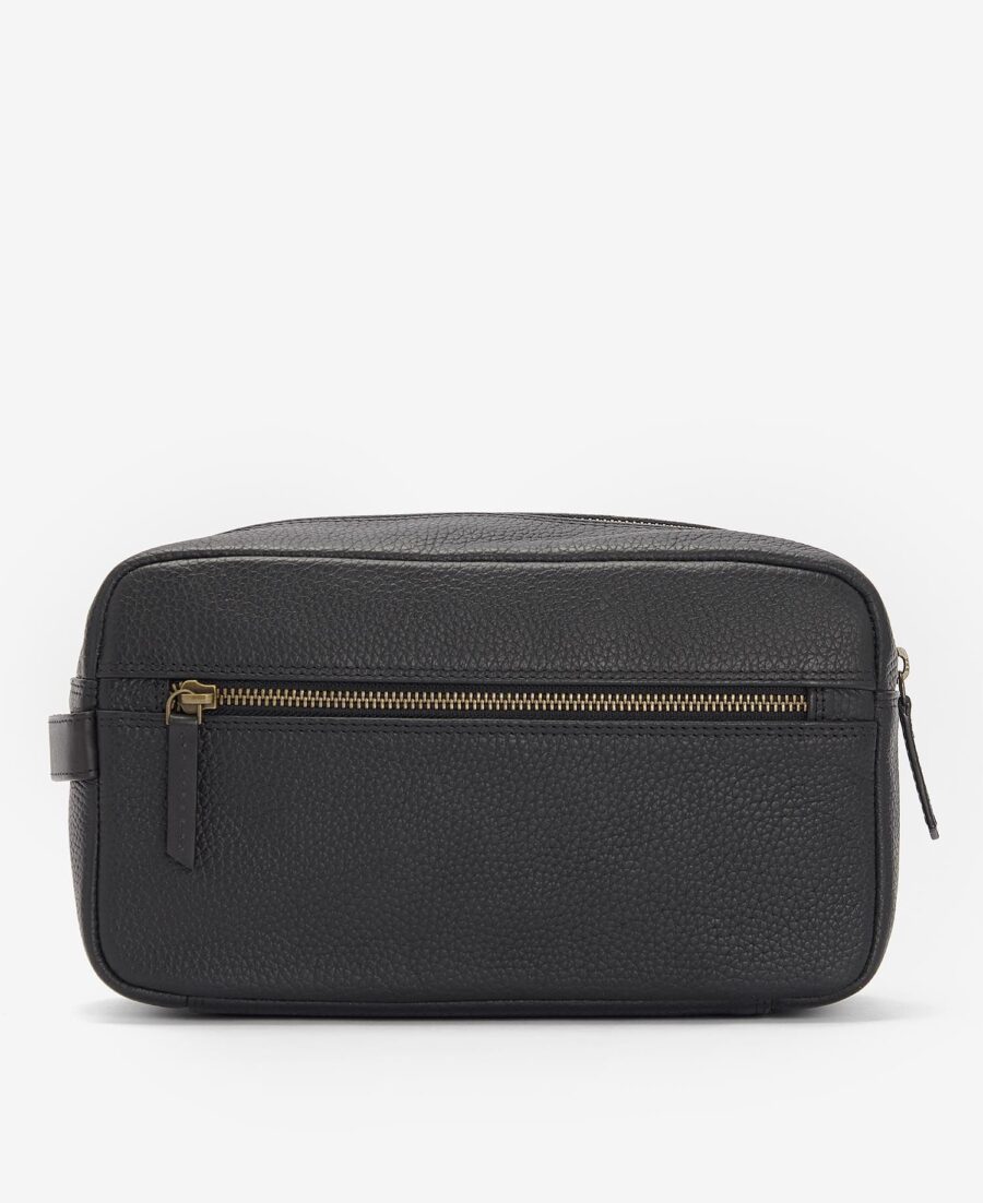 Barbour Highgate Leather Washbag-Black