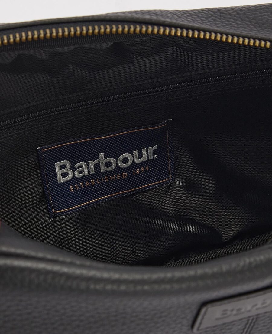 Barbour Highgate Leather Washbag-Black