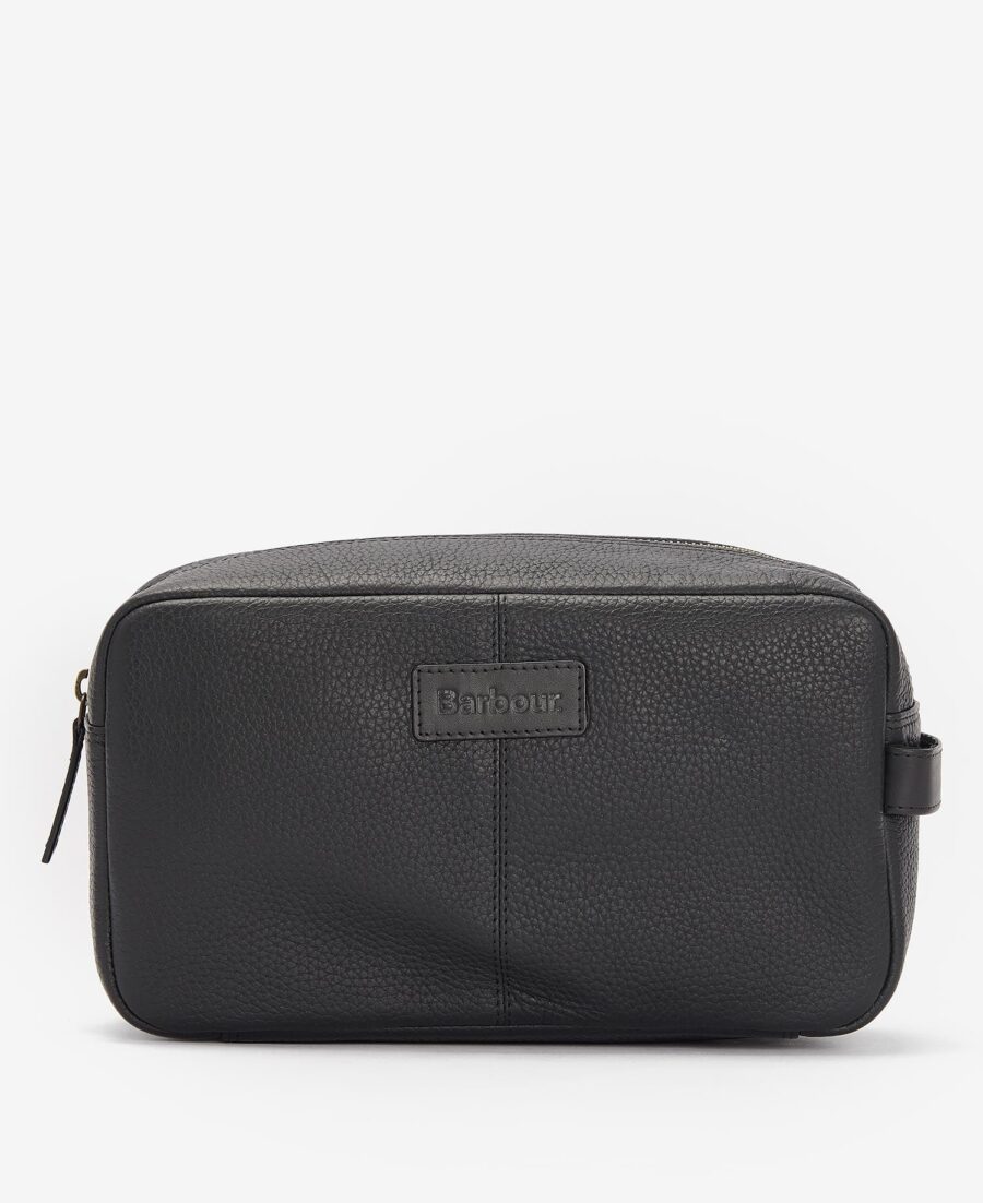 Barbour Highgate Leather Washbag-Black