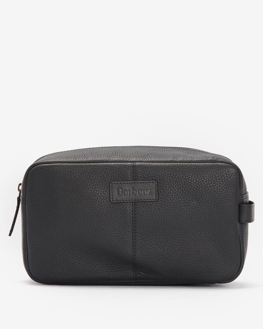 Barbour Highgate Leather Washbag-Black