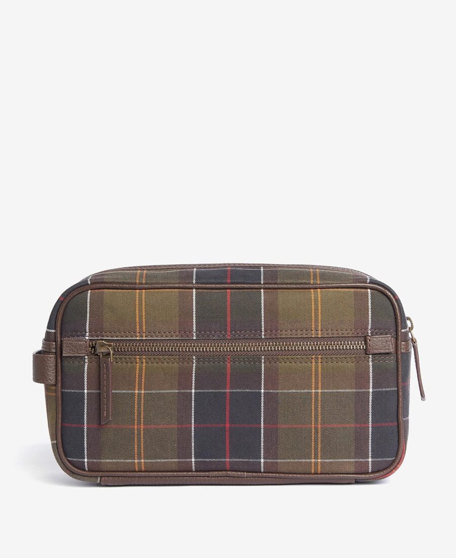 Barbour Tartan & Leather Washbag- Classic Tartan