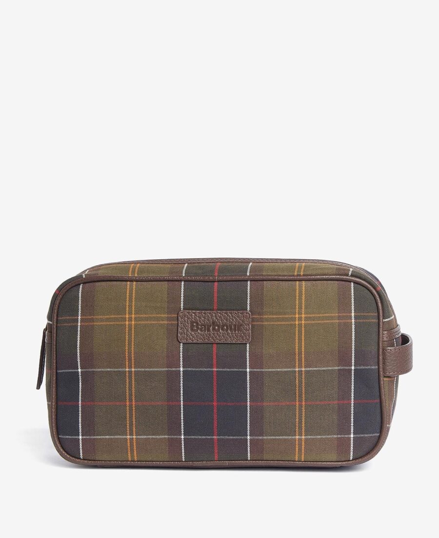 Barbour Tartan & Leather Washbag- Classic Tartan