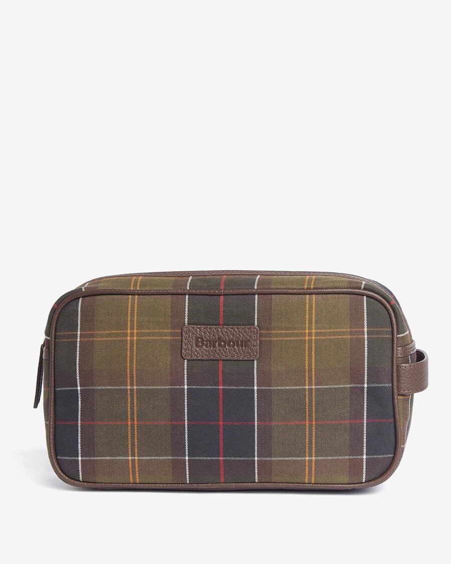 Barbour Tartan & Leather Washbag- Classic Tartan