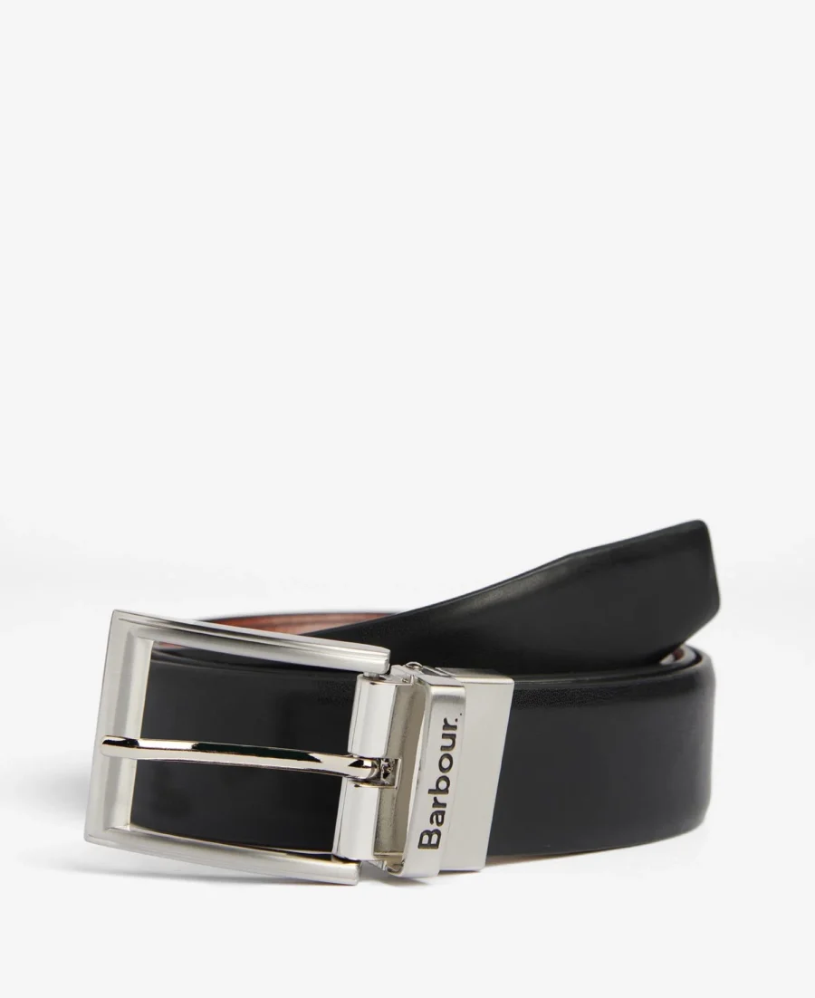 Barbour Fife Reversible Leather Belt-Classic Black/Chestnut Brown