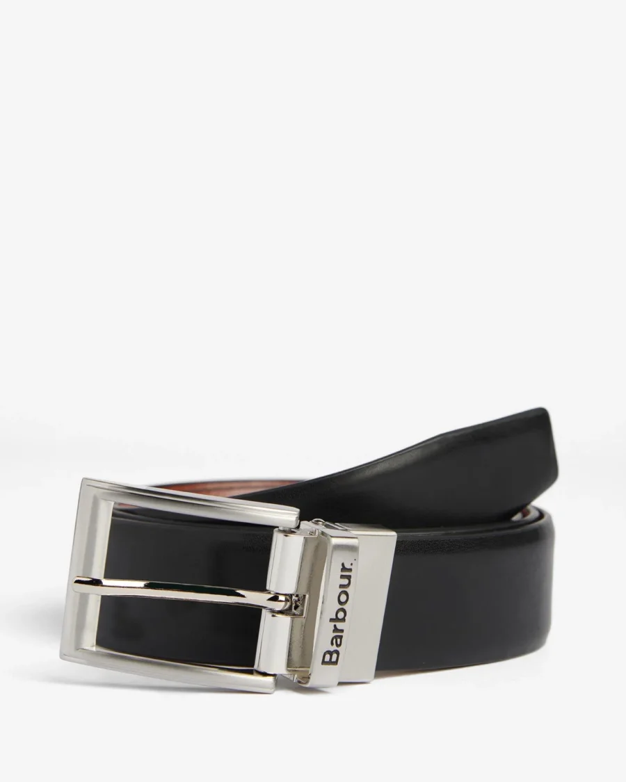 Barbour Fife Reversible Leather Belt-Classic Black/Chestnut Brown