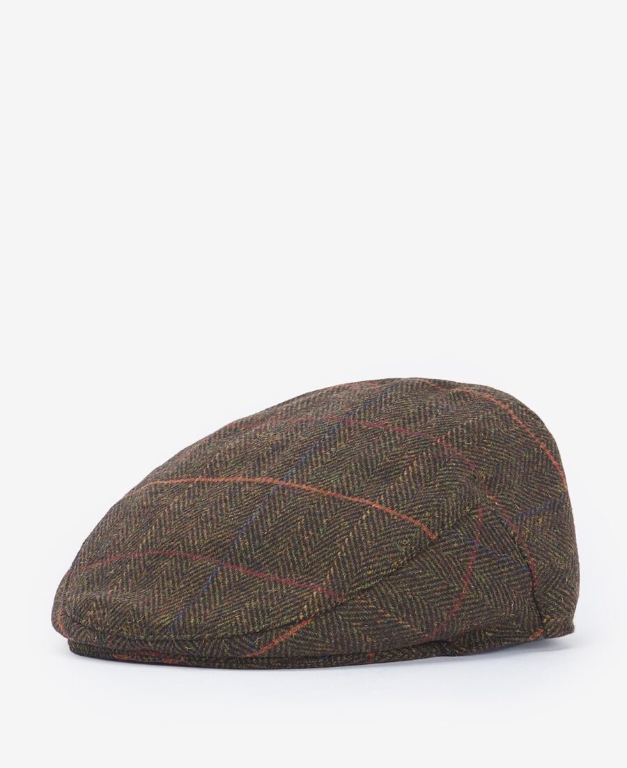 Barbour Wilkin Flat Cap- Olive Herringbone