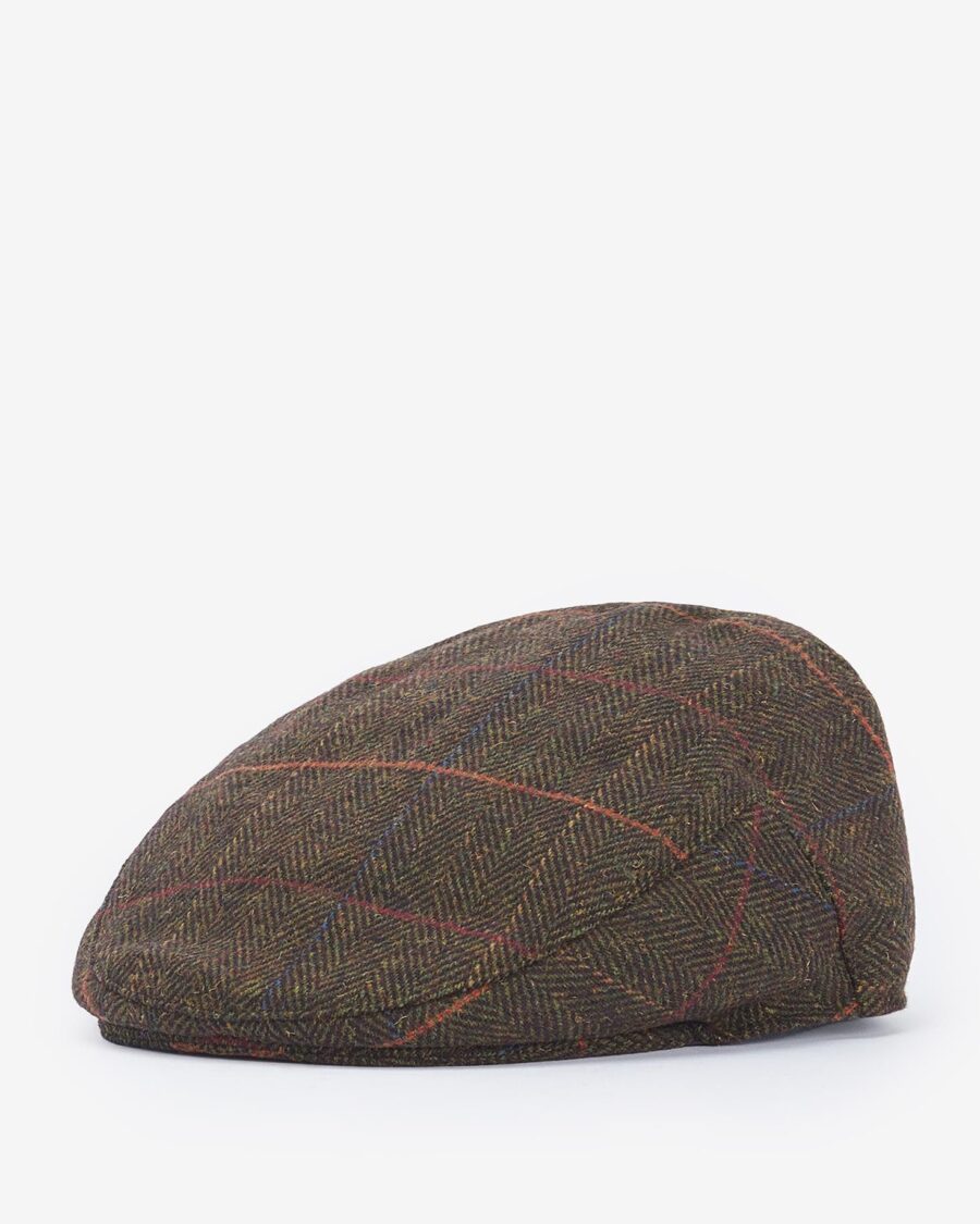 Barbour Wilkin Flat Cap- Olive Herringbone